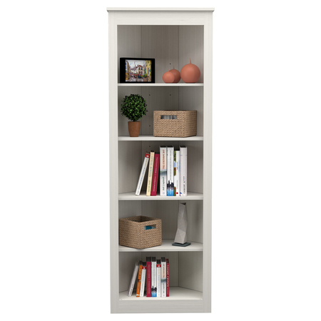 Inval Corner Bookshelf Wall Unit 70.9 in. H 5-shelf in Washed Oak BE-13104